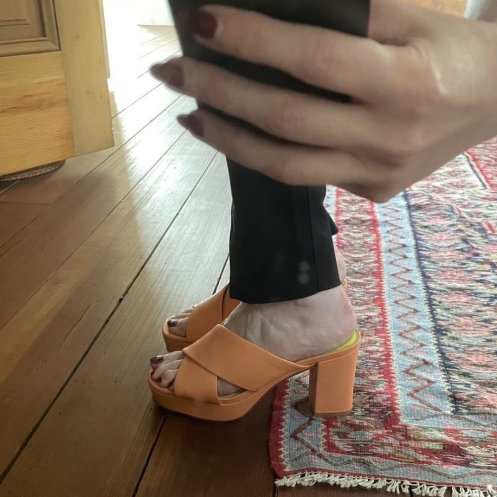 Charlotte stone orange comfy platform sandals